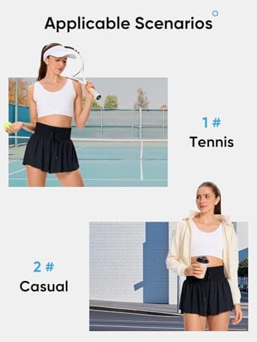 Flowy Womens Athletic Shorts High Waisted Gym Yoga Workout Running Butterfly Tennis Sports Active Wear Skorts Skirts with Pockets Spandex Sweat Pants Cute Lounge Trendy Clothes Casual Summer Black M - Image 6