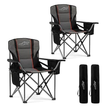 FAIR WIND 2 Pack Oversized Fully Padded Camping Chair with Lumbar Support, Heavy Duty Cooler Bag Fold Chair Support 450 LBS - Image 1
