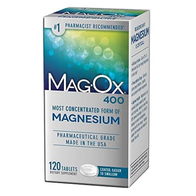 Mag-Ox Magnesium Supplement, Pharmaceutical Grade Magnesium Oxide 483mg, Most Concentrated Form of Magnesium, 120 Tablets - Image 1