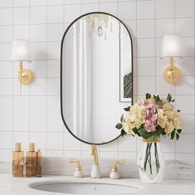 Protylctaster Oval Mirrors,Oval Bathroom Mirrors,20x28 Black Mirror,espejos decorativos de pared,Bathroom Mirrors for Over Sink(Black) - Image 5