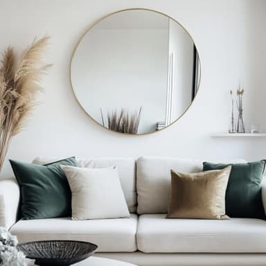 Oruii Gold Round Mirror, Gold Round Mirror 24 inch, Circle Wall Mirrors Metal Frame, Golden Circular Mirrors for Wall, Living Room, Bathroom, Entryway, Vanity, Hallway. - Image 3