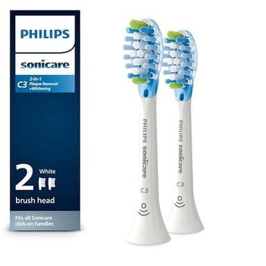 Philips Sonicare Genuine C3 Premium Plaque Control Toothbrush Heads, One Year Supply, 2 Brush Heads, Black, HX9044/95 - Image 1