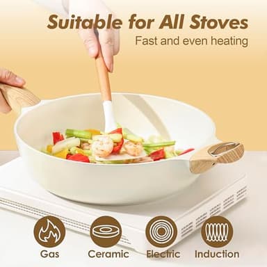 SENSARTE Ceramic Cookware Sets, Pots and Pans Set Nonstick, 20-Piece Induction Cookware, Non-toxic Healthy Non Stick Kitchen Cooking Set with Stay-Cool Handles, PFAS PTFE PFOA PFOS Free - Image 5