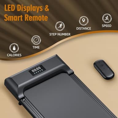 Hivvtui Walking Pad, Under Desk Treadmill for Home Office, 2.5HP Walking Pad with 300lb Weight Capacity, Portable Teadmill with Remote Control, LED Display - Image 4