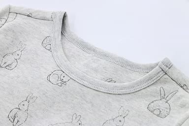 Owlivia Kids Pjs Set, Boys Girls Summer Short-Sleeve Sleepwear, 100% organic cotton Toddler Pajamas(2 Years, Rabbit Gray) - Image 2