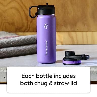ThermoFlask Bottle with Spout Lid - Stainless Steel Water Bottles with Double-Wall Insulation & BPA-Free Spout Lids - Leak-Proof Reusable Bottles & Lids - 40 oz, Gray Pine (2 Pack) - Image 4