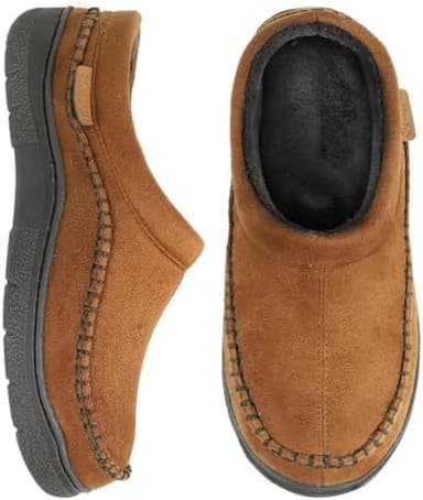 Zigzagger Men's Slip On Moccasin Slippers, Indoor/Outdoor Warm Fuzzy Comfy House Shoes, Fluffy Wide Loafer Slippers - Image 3