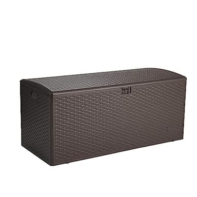 Amazon Basics Outdoor Patio Storage Box 150 Gallon Deck Box, Waterproof and Weather-resistant, Furniture Cushions Garden Tools, Brown - Image 1