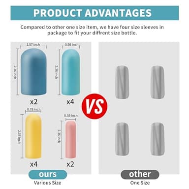 12 Pack Multi Sizes Silicone Bottle Covers Travel Essentials for Women, 2025 Cruise Ship Essentials, Travel Size Toiletries,Travel Accessories Must Have, Travel Gadget, Elastic Sleeves for leak proof - Image 9