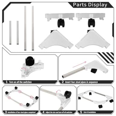 Liitrton Mobile CPU Stand Adjustable Computer Tower Stand with 4 Caster Wheels Fits Most PC (White) - Image 7
