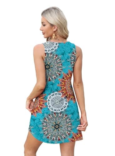 OFEEFAN Sundresses for Women 2025 Spring Summer Beach V Neck Tank Dress Vacation Fashion Floral 24 L - Image 4