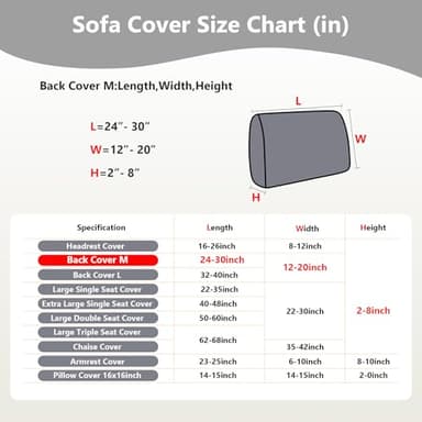 Yoovat Couch Cushion Covers for Sofa Couch Covers Wear-Resistant Universal Sofa Cover Stretch for Sectional Slipcovers (Texture-Light Gray,Back Cover M) - Image 3