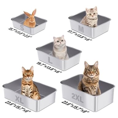 FUTAM Stainless Steel Litter Box, 23.6“x15.7"x6" Deep Stainless Steel Cat Litter Box Extra Large, XL Metal Litterbox for Big Cats with High Sides, Non Stick Surface, Easy to Clean - Image 6