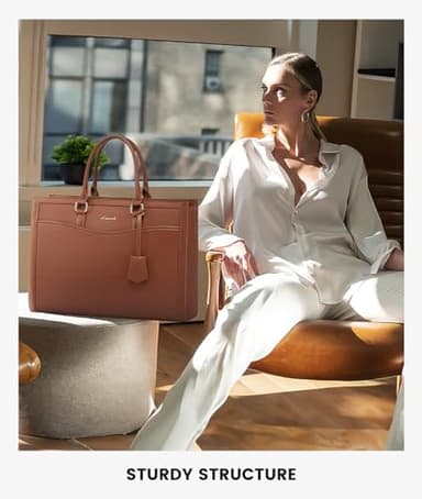 LOVEVOOK Laptop Tote Bag for Women, Leather Office Work Bag Briefcase fit for 15.6 inch Laptop, Large Teacher Computer Bag Handbag,2pcs Set Leather/Brown - Image 7