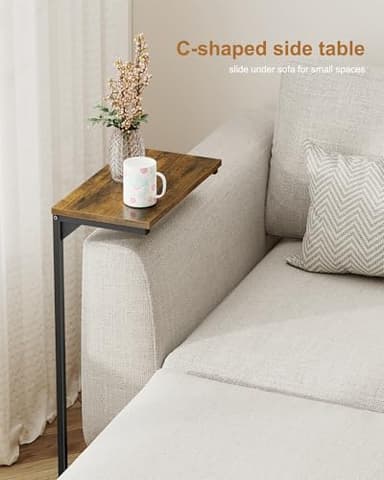TUTOTAK C Shaped End Table, Tv Tray, Small Side Table, 28.7 inch Tall Couch Table, Tray Table, Sofa Table, Living Room, Bed Room, Brown TB01BB071 - Image 5