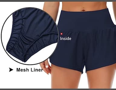 THE GYM PEOPLE Womens High Waisted Running Shorts Quick Dry Athletic Workout Shorts with Mesh Liner Zipper Pockets (Blue, Medium) - Image 5