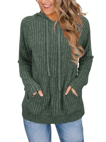 JomeDesign Womens Tops Casaul Long Sleeve Fashion Hoodie Lightweight Sweatshirts Casual Tunic Tops Green - Image 1