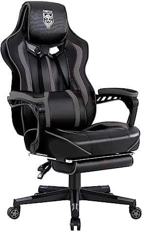 Vonesse Gaming Chair, Computer Office Chair with Footrest,Reclining Gaming Chairs for Adults, Big and Tall Ergonomic Gaming Chair with Lumbar Support (Gray/Black - Image 3
