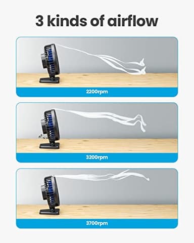 Gaiatop USB Desk Fan, Small But Powerful, Personal Portable Quiet 3 Speeds, Adjustable Mini Table Desktop fan for Cooling Home Office Car Summer Travel Gifts Blue - Image 3