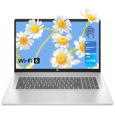 HP 17.3" Touchscreen Laptop, 8-Cores Intel Core i3-N305, 8GB RAM, 128GB eMMC + 512GB SSD, Numeric Keypad, Webcam, HDMI, Wi-Fi 6, Windows 11 Home, Silver - Image 1