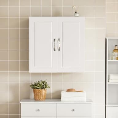 Haotian Wall Cabinet Laundry Room, Medicine Cabinet for Bathroom Kitchen Garage, Wall Storage Cabinet with Adjustable Shelf, White FRG231-W - Image 9