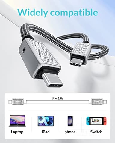 PHIXERO 240W USB C to USB C Cable, Zine Alloy, 10ft, Black - Image 7