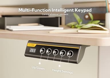 Claiks Standing Desk with Drawers, Adjustable Stand Up Electric Standing Desk Adjustable Height with Storage Shelf and Splice Board, 63 Inch, Natural - Image 8