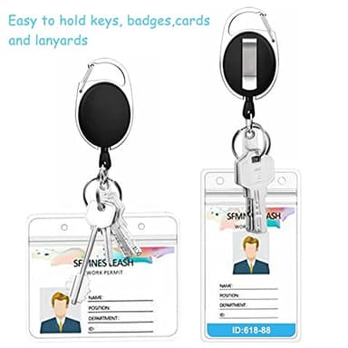 Diateklity 20 Pack Retractable Badge Holder with Carabiner Reel Clip, Badge Reel Bulk ID Card Key Holder with Ring, Heavy Duty Black Key Chain Extender for Office Work Employee - Image 8