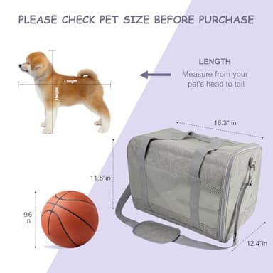 Prodigen Cat Carrier Dog Carriers for Small Dogs Soft Slided Airline Approved Collapsible Pet Travel Carrier, Small (16.3" L x 11.8" H x 12.4" W) - Image 4