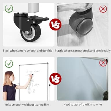 40x28 Inches Mobile Whiteboard, Double Sided Magnetic Dry Erase Board Height Adjustable Whiteboard with Stand for Home Office Classroom - Image 5