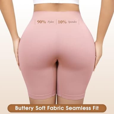 Yeblues 4 Pack Slip Shorts for Under Dresses Anti Chafing Underwear Seamless Comfortable Smooth Yoga Biker Workout Shorts (Black White Nude Pink,XL) - Image 4