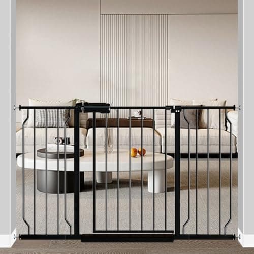 Fairy Baby Extra Wide Baby Gate 48-53 Inch Wide, Walk Through Pressure Mounted No Drill, Long and Large Tension Gate for Pet and Kids, Black - Image 1