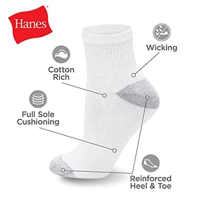 Hanes Womens Value, Ankle Soft Moisture-wicking Socks, Available In 10 And 14-packs Athletic-socks, White - 10 Pack, 8-12 US - Image 7