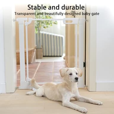 AIKSIWAI Clear Baby Safety Gate for Stairs,29"-48" Wide, 30" Tall Pressure Mounted Acrylic Pet Gate, Easy Walk Through Auto Close Child Gate for Doorways and House,29.52-47.24" - Image 2