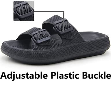 Weweya Women Men Walking Sandal Adjustable EVA Double Buckle Cushion Sandal Black Men Size 10 10.5 Women Size 11 11.5 - Image 3