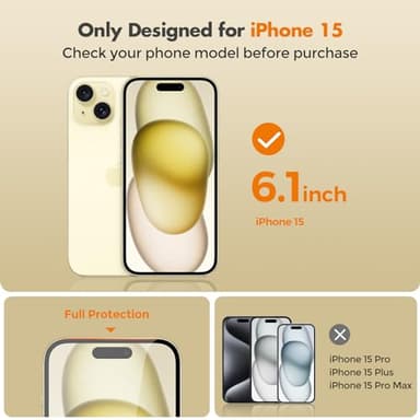 UNBREAKcable Privacy Screen Protector for iPhone 15, Full Coverage Shatterproof Tempered Glass [Edge to Edge] [True 28°Anti Spy] [Easy Installation Frame] Black Protector for iPhone 15-2 Pack - Image 2