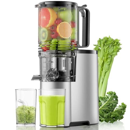 Cold Press Juicer, 5.8" Wide Feed Chute Juice Extractor Machine with 400W, High Juice Yield, Slow Masticating Juicer for Whole Vegetables & Fruits, Premium Grey - Image 1
