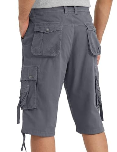 VOPOKER Cargo Shorts Men Relaxed Fit Cotton Twill Multi Pocket Zipper Classic Casual Hiking Outdoor Work Grey 40 - Image 3
