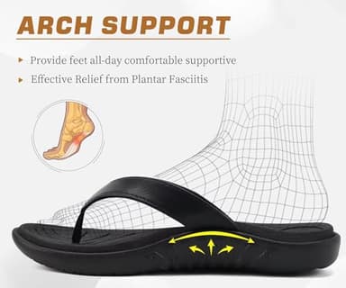 jiajiale Womens Fashion Orthotic Flip Flops Ladies Slip On Lightweight Comfortable Thick Cushion Yoga Mat Thong Sandals With Plantar Fasciitis Arch Support Black 10 - Image 3