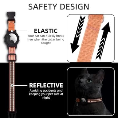 Reflective AirTag Cat Collar, Integrated Kitten Collar with Apple Air Tag Holder, Lightweight Cat Tracker Collars with Bell, Fits for Girl Boy Cats, Kittens and Puppies (Pink Coral, S) - Image 3