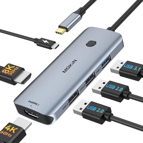 Docking Station USB C to Dual HDMI Adapter, MOKiN USB C Hub Du al HD MI Monitors for Windows,US B C Adapter with Dual HDMI,3 USB Port,PD Compatible for Dell XPS 13/15, Lenovo Yoga,etc - Image 1