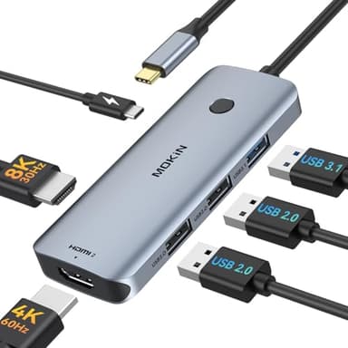 Docking Station USB C to Dual HDMI Adapter, MOKiN USB C Hub Du al HD MI Monitors for Windows,US B C Adapter with Dual HDMI,3 USB Port,PD Compatible for Dell XPS 13/15, Lenovo Yoga,etc - Image 1
