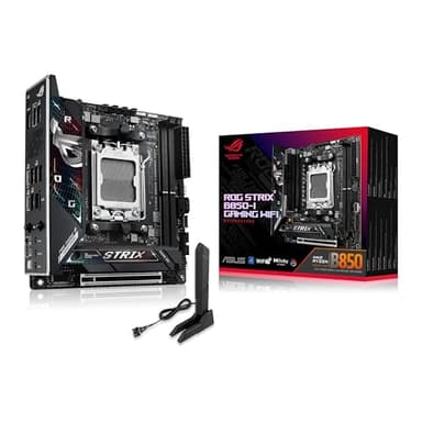 ASUS ROG Strix B850-I Gaming WiFi AMD AM5 B850 Mini-ITX mITX Motherboard 10+2+1 Stages, DDR5, 2.5G LAN, WiFi 7, 2X M.2, PCIe® 5.0 x16, USB 20Gbps Type-C®, AI Overclocking, AI Networking II, Aura Sync - Image 1