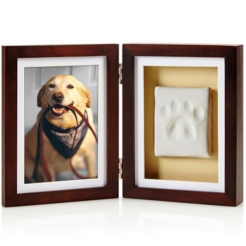 Pearhead Pet Paw Print Photo Frame With Clay Imprint Kit - Pawprint Making Kit and Photo Display for Cats and Dogs, No-Mess Pawprint Memorial, Gift For Pet Owner, Espresso - Image 1