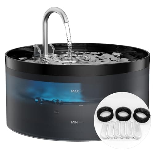 Cat Water Fountain for Cats Indoor: 108oz/3.2L GIOTOHUN Cat Fountain - Silent Pet Water Fountain for Drinking - Black Cat Drinking Founttain - Faucet Pet Fountain Contains 6 Filters + 3 Sponges - Image 1