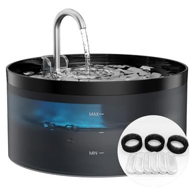 Cat Water Fountain for Cats Indoor: 108oz/3.2L GIOTOHUN Cat Fountain - Silent Pet Water Fountain for Drinking - Black Cat Drinking Founttain - Faucet Pet Fountain Contains 6 Filters + 3 Sponges - Image 1