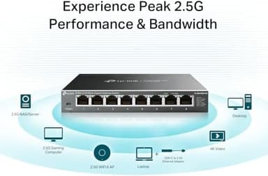 TP-Link TL-SG108S-M2 | 8-Port Multi-Gigabit 2.5G Ethernet Switch | Unmanaged Network Switch | Ethernet Splitter | Plug & Play | Desktop/Wall Mount | Silent Operation - Image 4