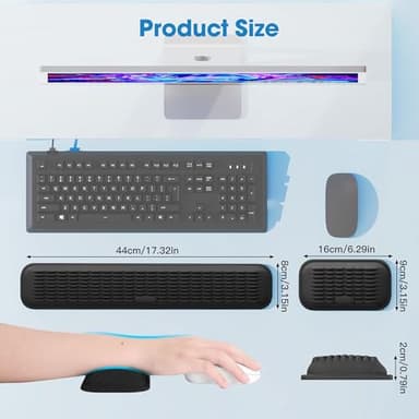 MEKASS Ergonomic Wrist Rest for Keyboard and Mouse, Soft Memory Foam Keyboard Wrist Rest Set with Non-Slip Silicone Base, Easy Typing, Pain Relief, Comfort for Office, Work, Gaming (Classic Black) - Image 5