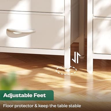 Huuger White Dresser with 5 Drawers & Charging Station, Tall Dresser for Bedroom, Tall Night Stand with PU Leather Finish, Open Shelf, Nightstand for Bedroom, Closet, Hallway, Entryway - Image 8