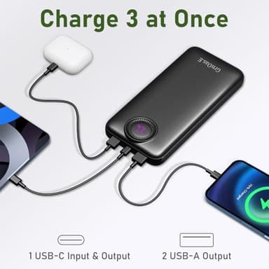 GrnOas.E Portable Charger,10000 mAh Power Bank Travel Charger with USB-C(Input&Output),2.4A Fast Charging External Battery Pack Phone Charger Compatible with iPhone 16,Samsung,Android,Brilliant Black - Image 3